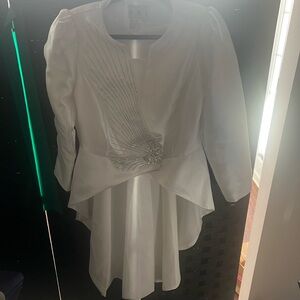 Elegant White Women's Top with Embellishments